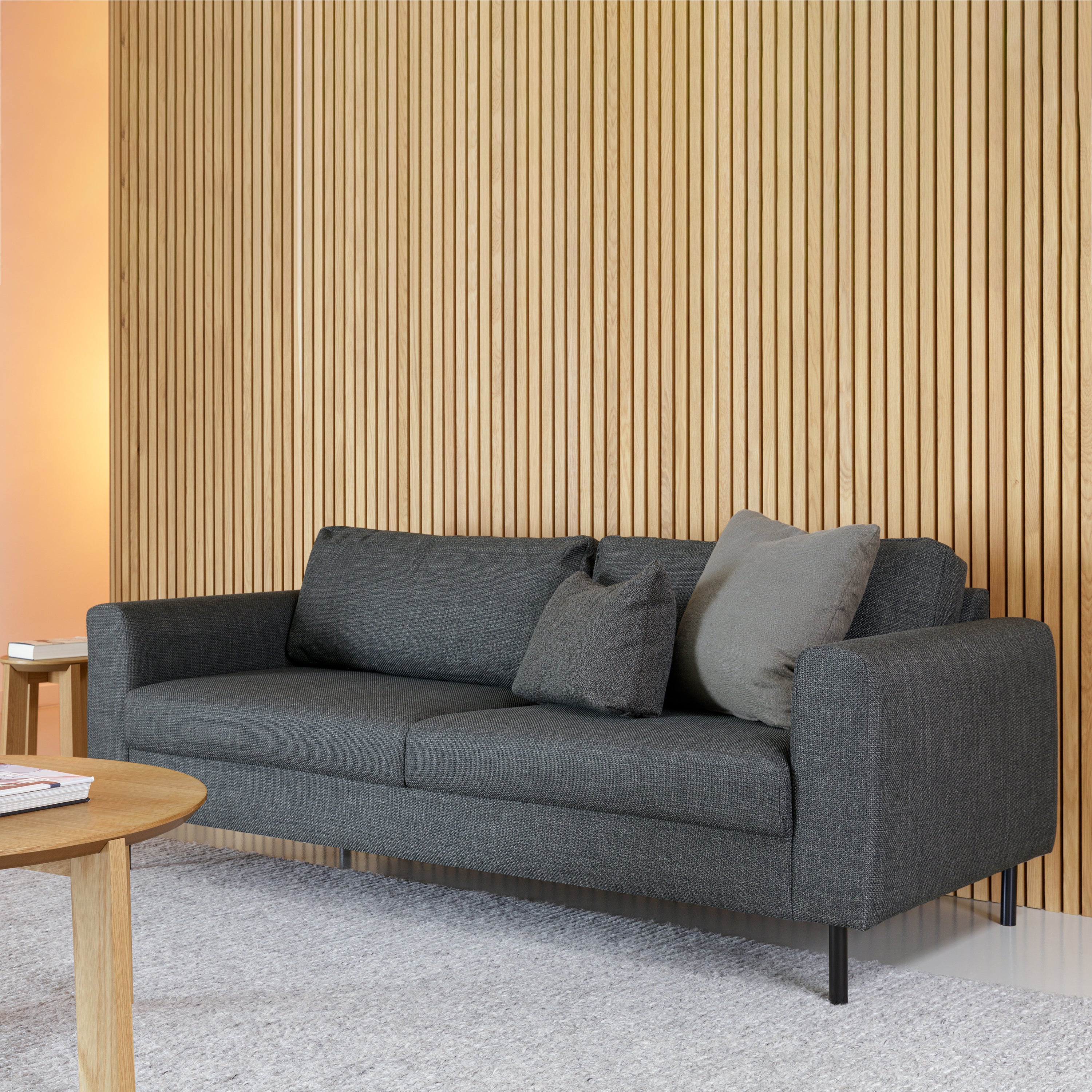 Omaha 3 Seater Sofa in Dark Grey Basel Fabric