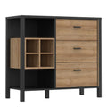 High Rock 3 Drawer Display Chest in Matt Black/Riviera Oak