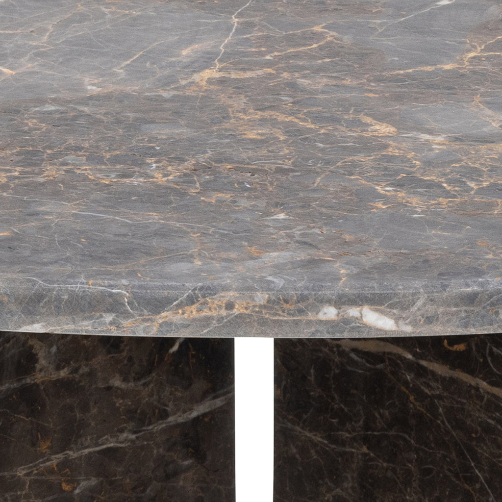Vega Round Coffee Table with Marron Marble Top 90cm