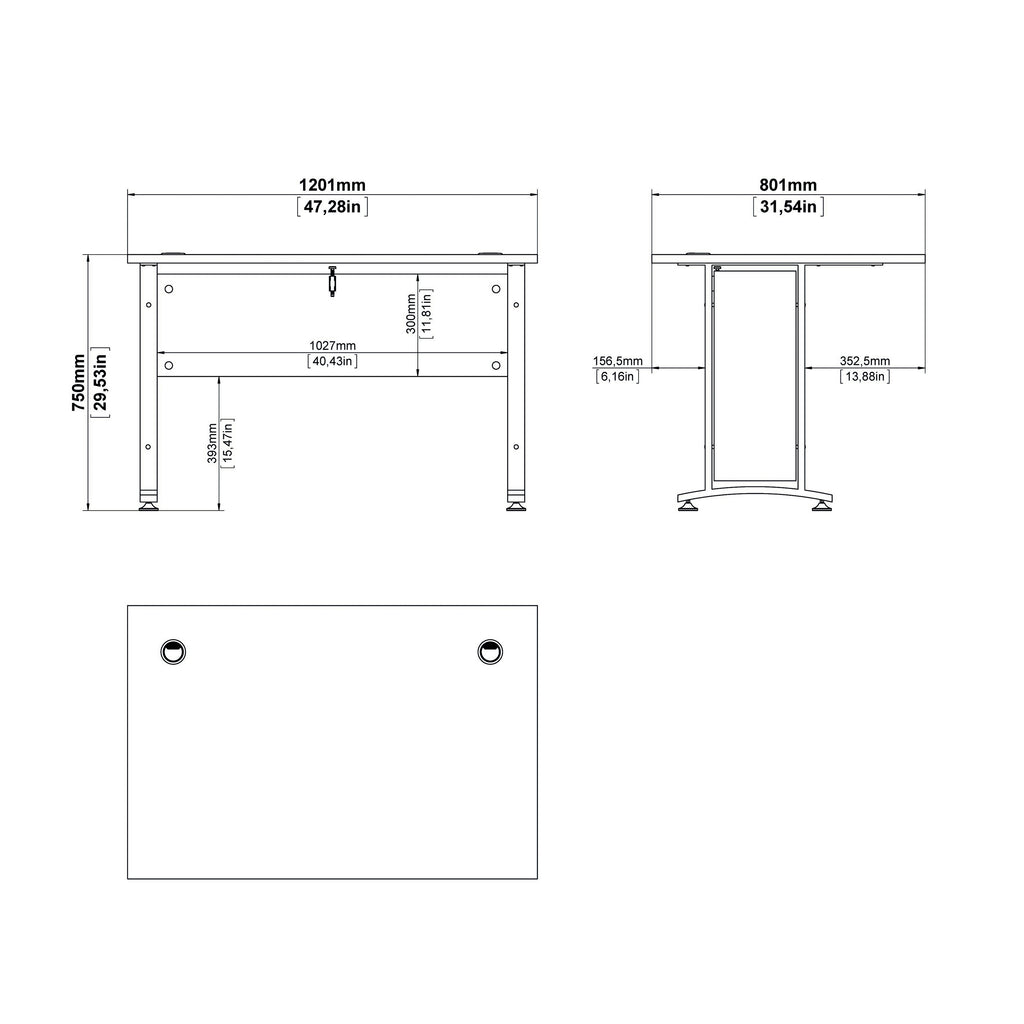 Prima Desk 120cm in Oak with Silver Grey Steel Legs