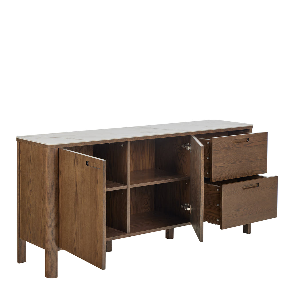 Southampton Sideboard With 2 Doors 2 Drawers and 2 Shelves in Cream Ceramic