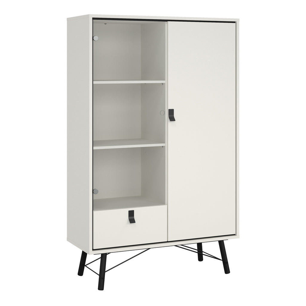 Ry China Cabinet 1 Door 1 Glass Door 1 Drawer in Matt White