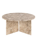Vega Round Coffee Table with Brown Marble Top 90cm