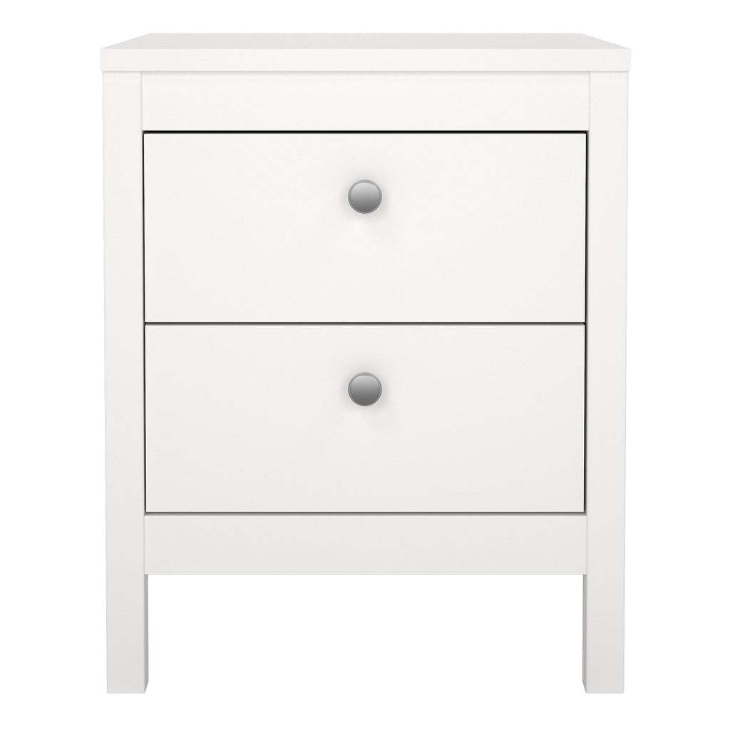 Madrid Bedside Table 2 Drawers in White
