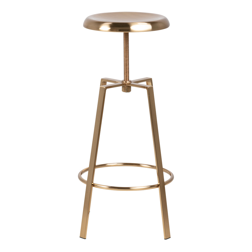 Goose Bar Stool Without Back in Gold Brushed Steel With Adjustable Height