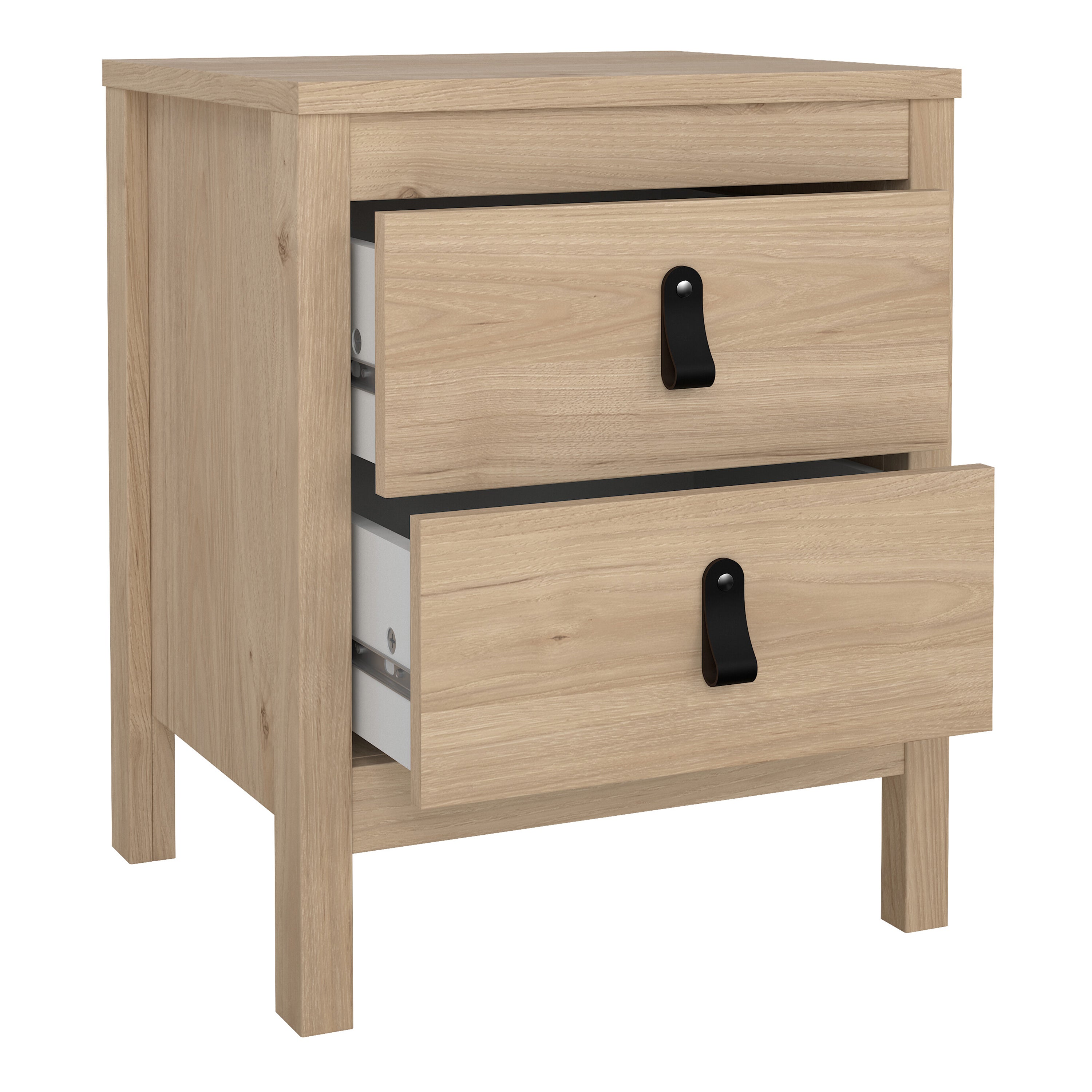 Barcelona Package - Bedside Table 2 Drawers + Chest 5 Drawers + 2 Door Wardrobe in Jackson Hickory Oak