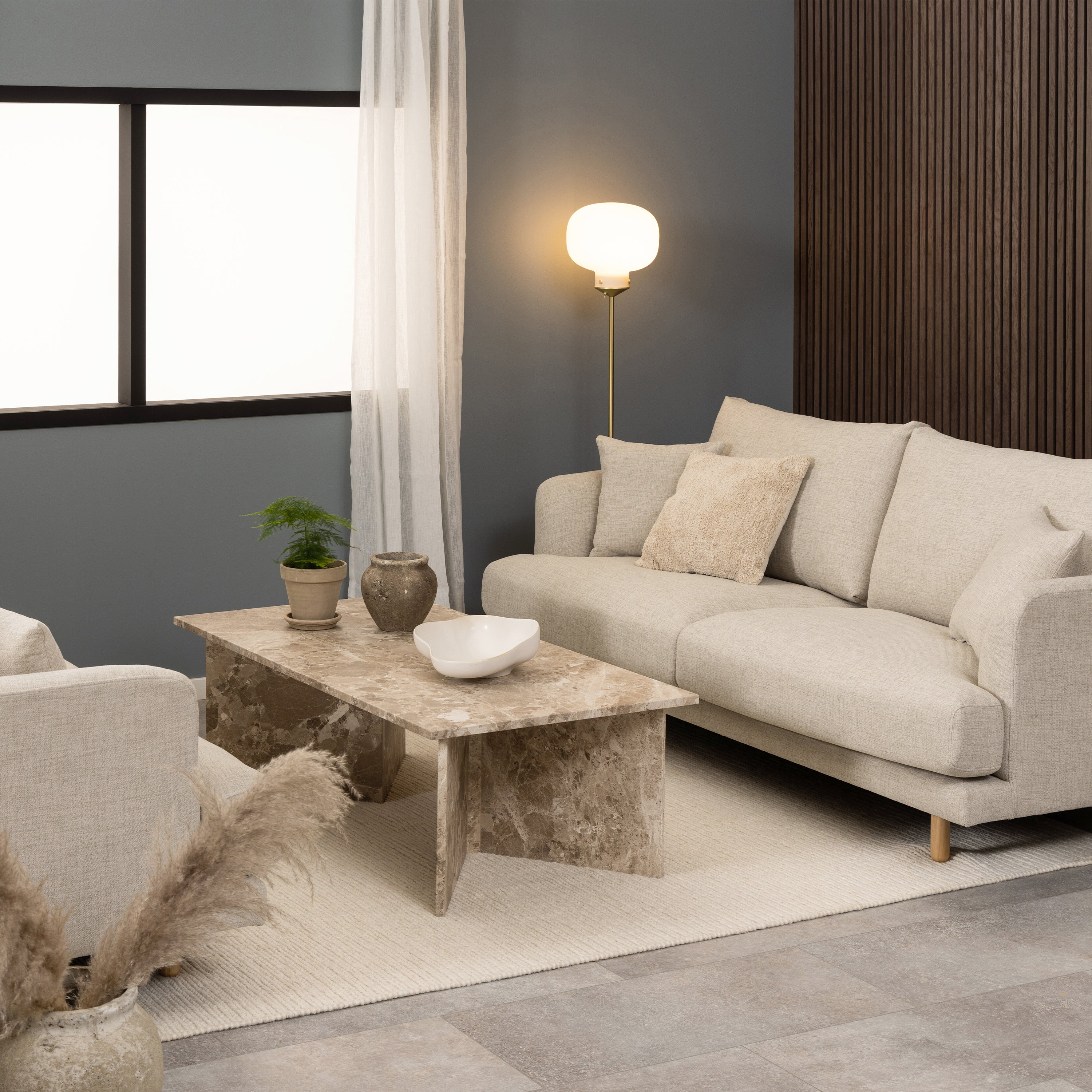 Vega Rectangular Coffee Table with Brown Marble Top 140cm