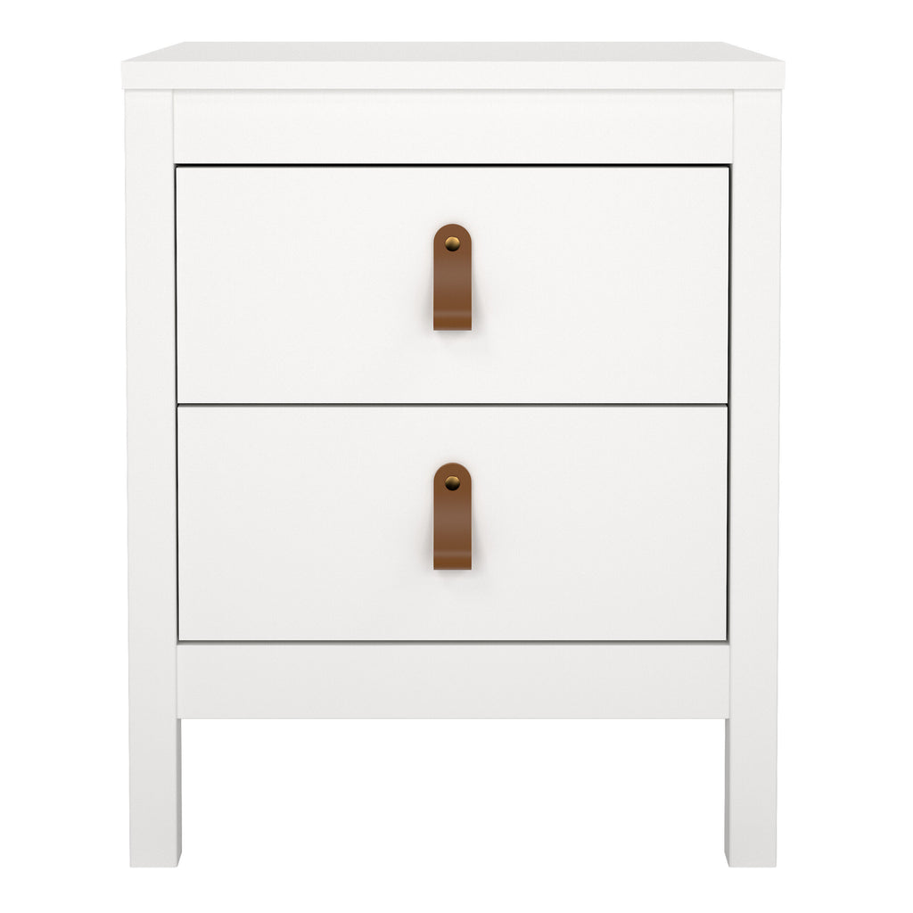 Barcelona Bedside Table 2 Drawers in White