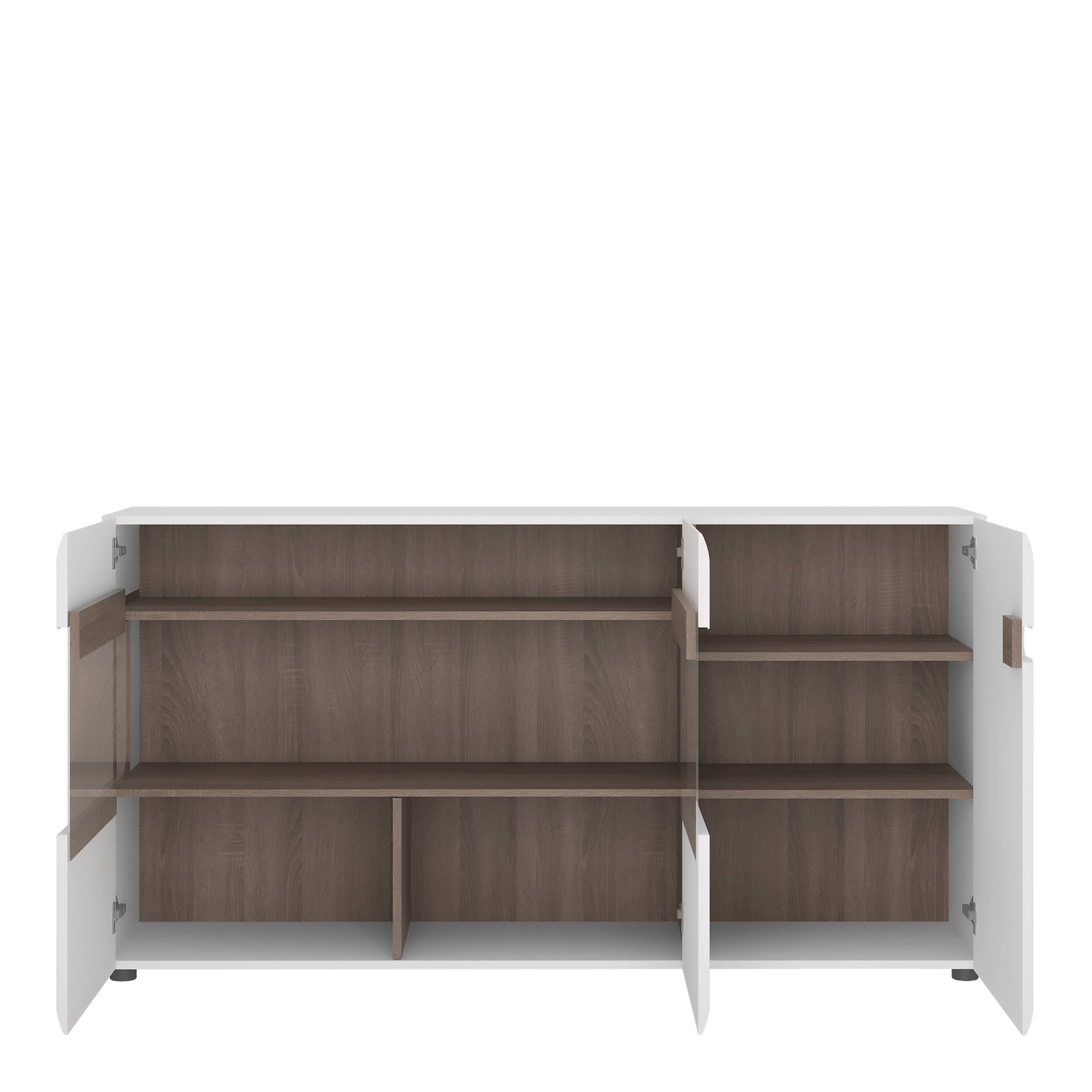 Chelsea Living 3 Door Glazed Sideboard in White with a Truffle Oak Trim