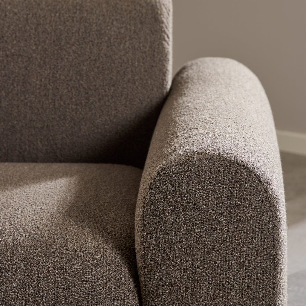 Midfield Left Hand Facing 2 Seater Chaise Longue in Boucle Taupe Fabric