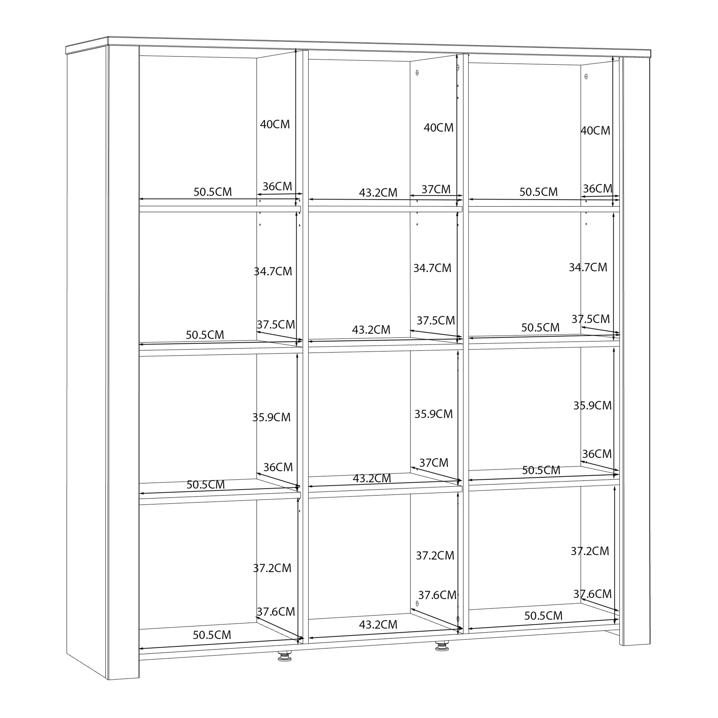Bohol Large Display Cabinet inc. 4x LED Lights in Riviera Oak/White