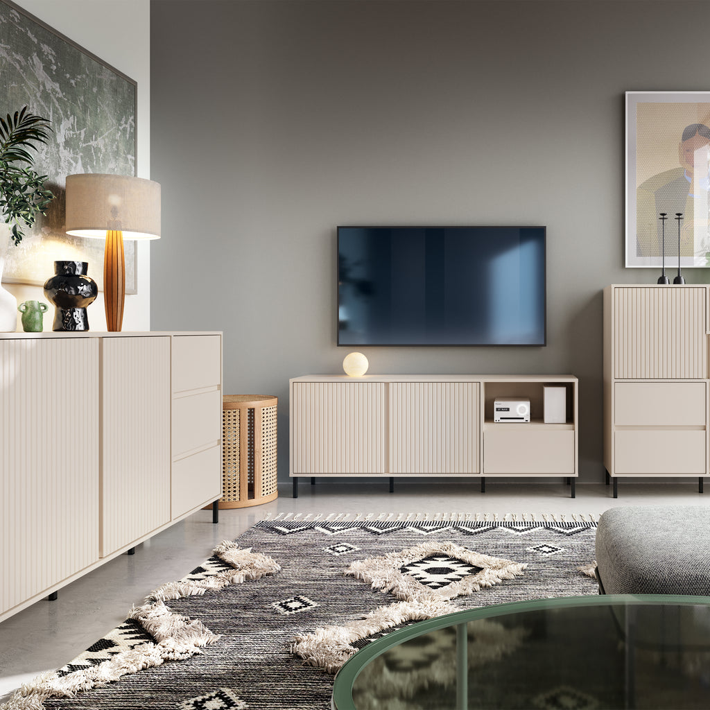 Avenale Wide TV Cabinet  2 Door 1 Drawer in Cashmere