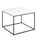 Barossa Coffee Table with White Marble Carrara Top & Black Steel Base 60cm