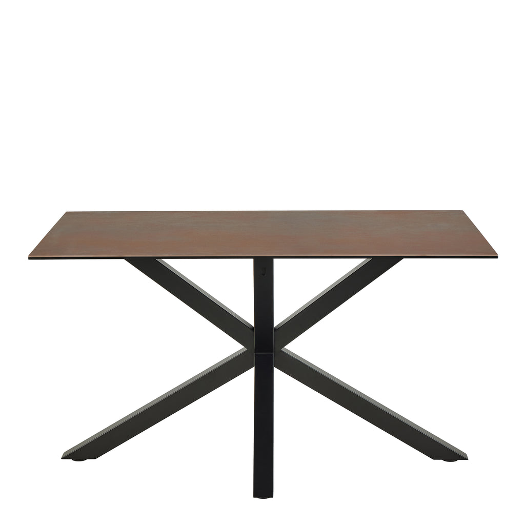 Heaven Dining Table with Ceramic Rusty Brown Top 135cm Included 4 Dean Beige Swivel Dining Chair