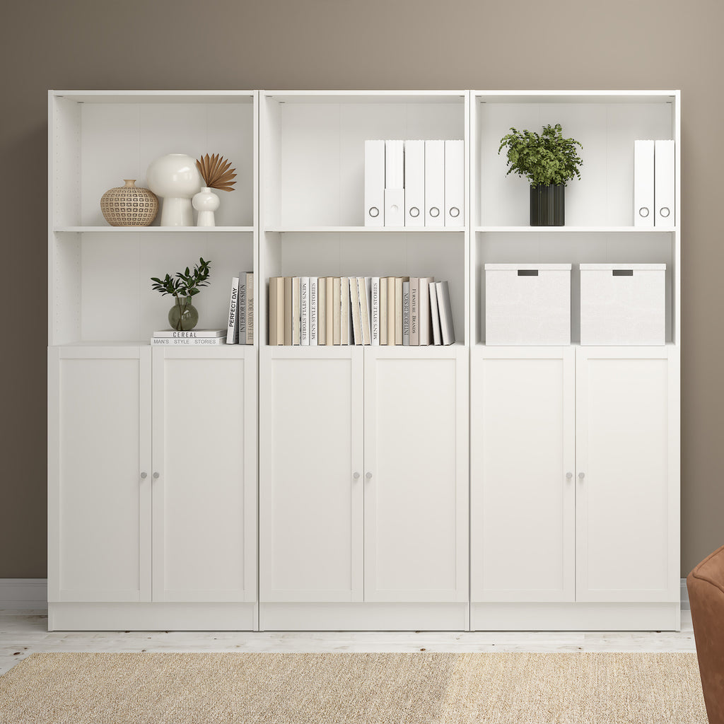 Basic Tall Wide Bookcase (4 Shelves) in White