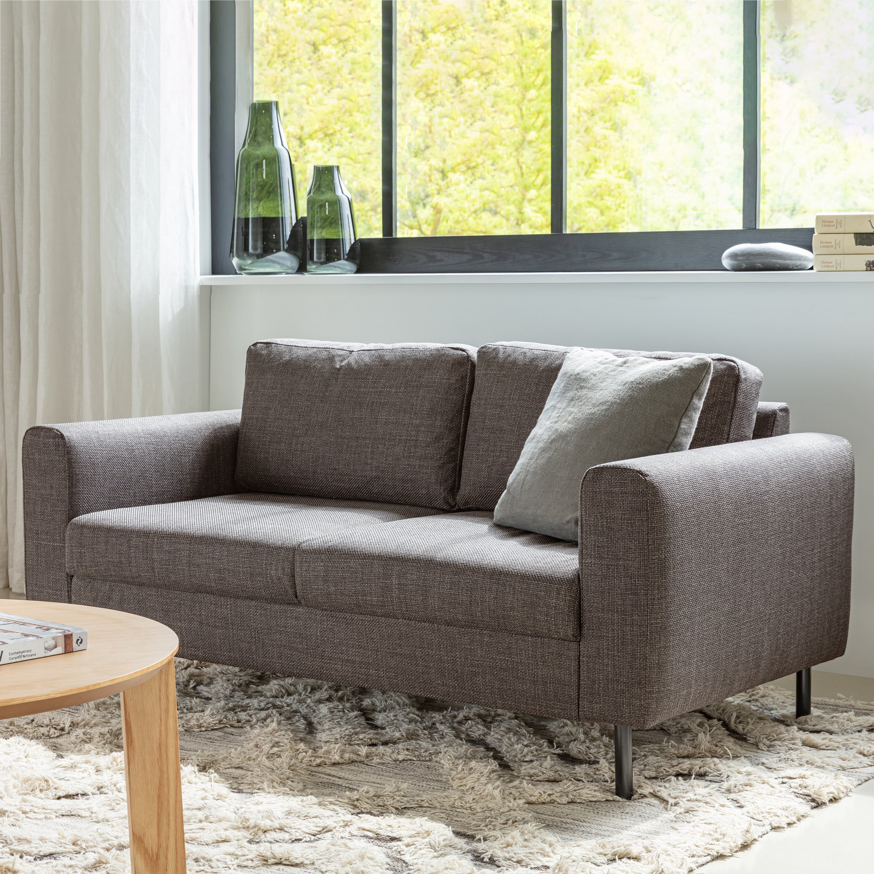 Omaha 2 + 3 Seater Sofa set in Basel Light Grey Brown Fabric