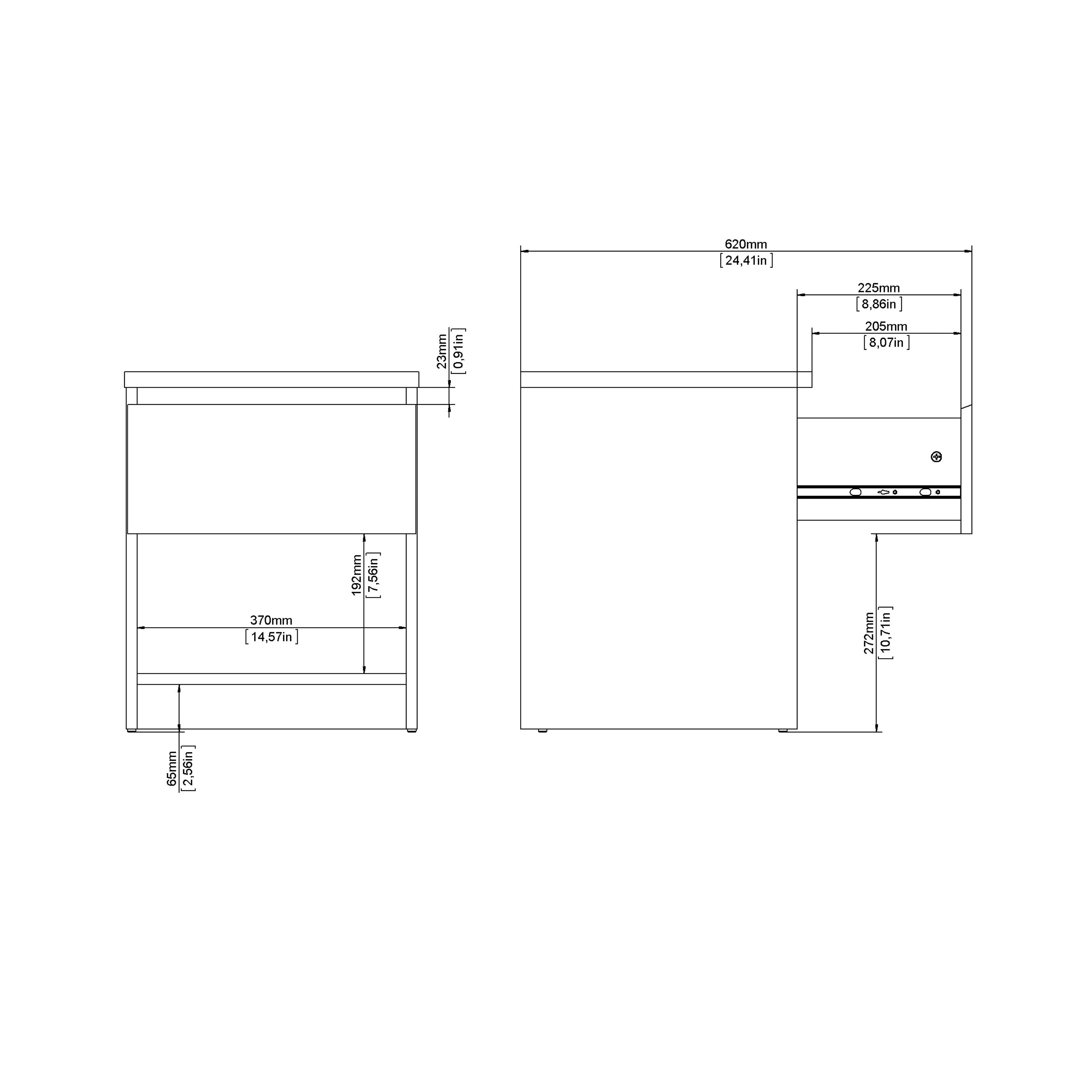 Naia Bedside 1 Drawer 1 Shelf in White High Gloss