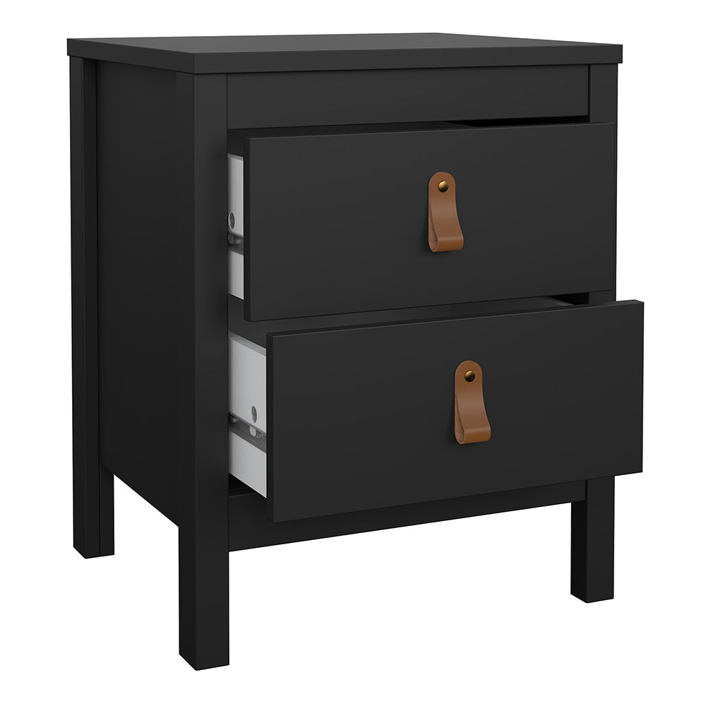 Barcelona Package - Bedside Table 2 Drawers + Chest 5 Drawers + Wardrobe with 2 Doors in Matt Black