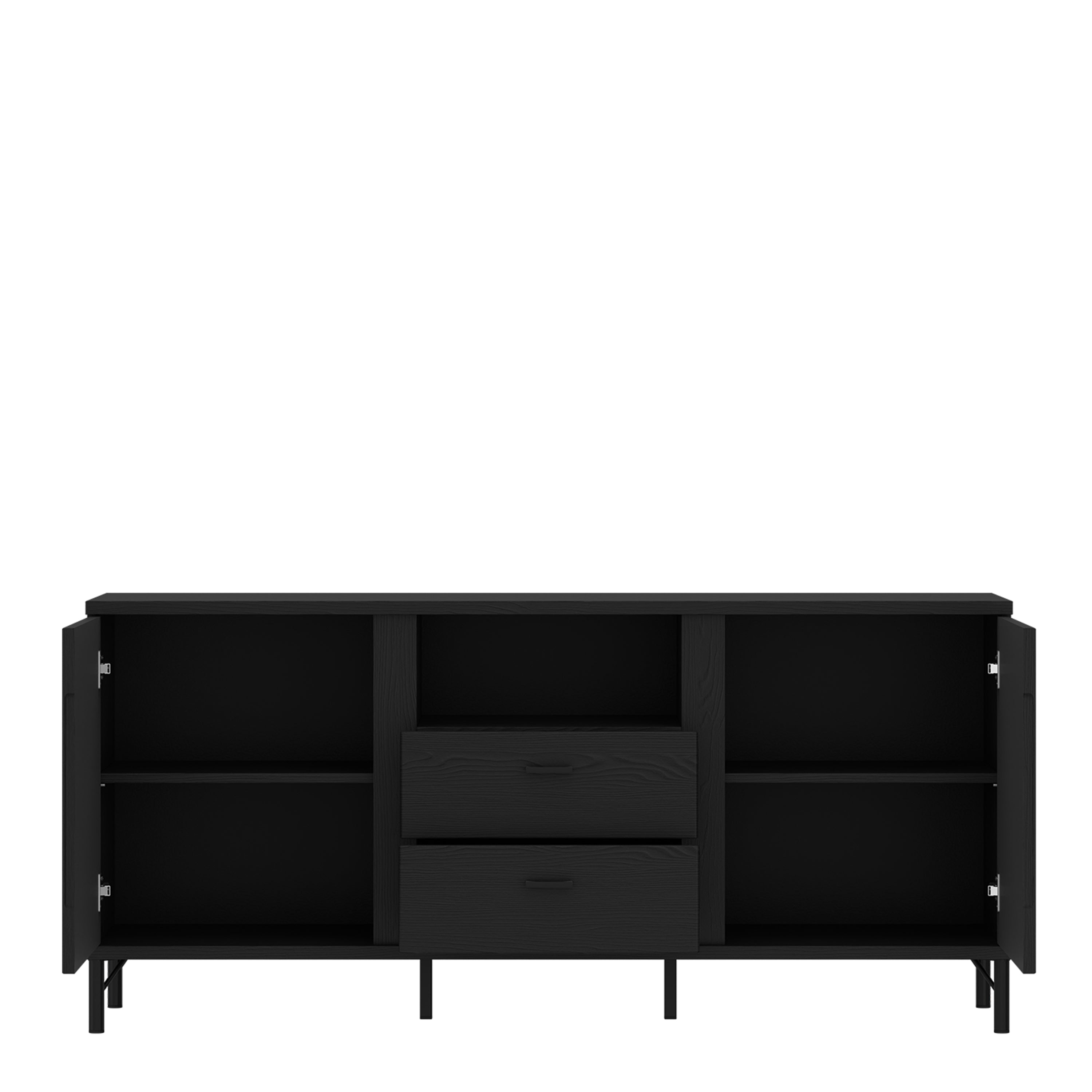 Lusaka TV Cabinet 2 Door 2 Drawer in Black Graphite