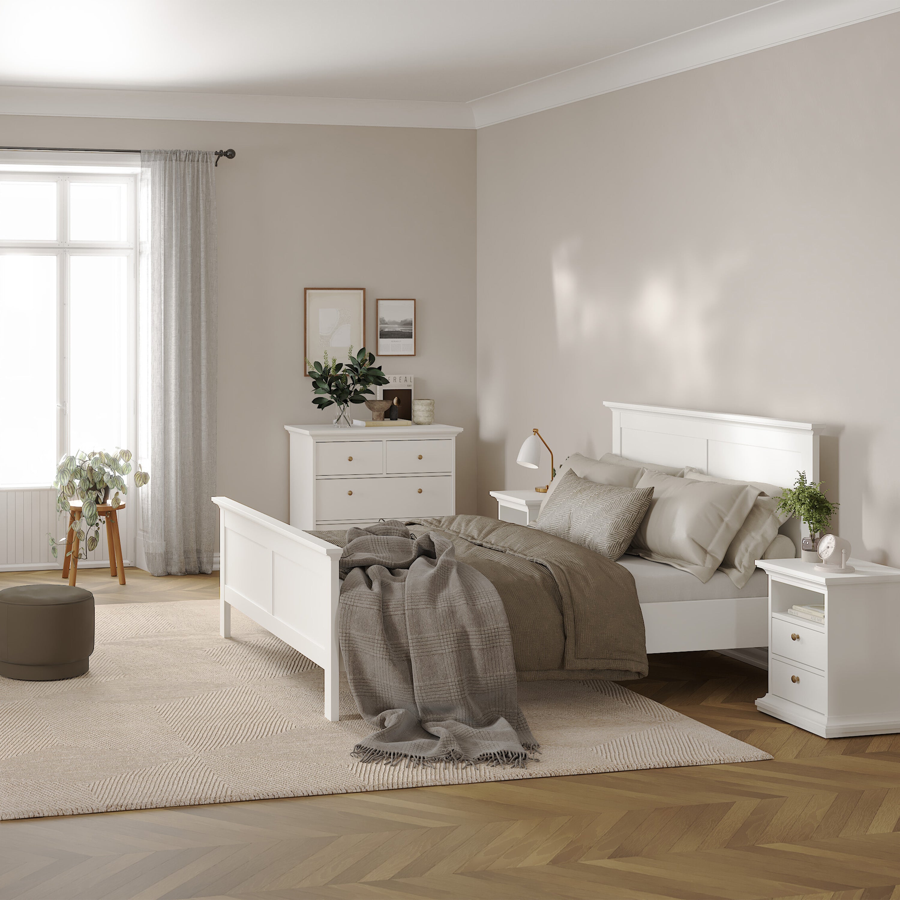 Paris Double Bed (140 x 200) in White