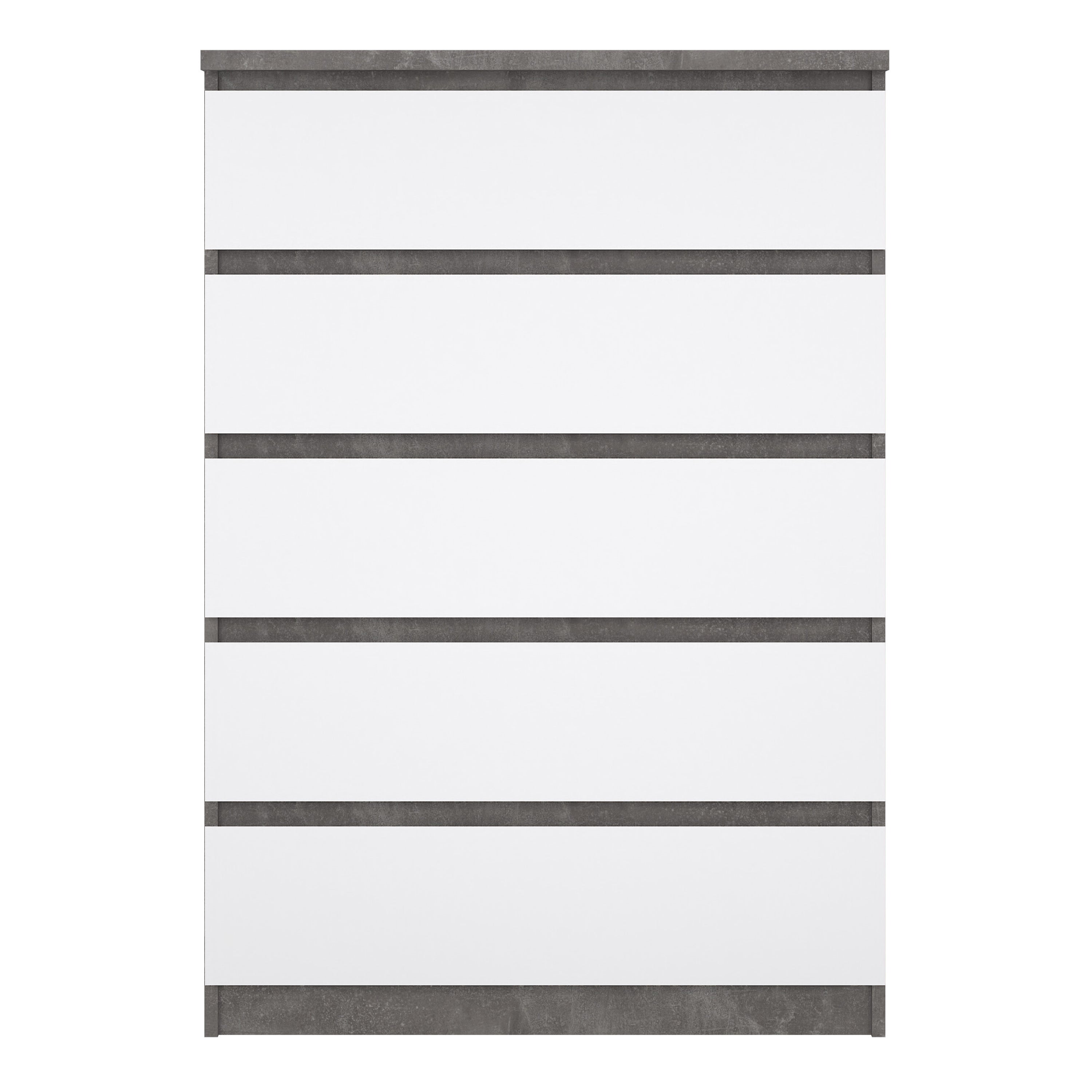 Naia Chest of 5 Drawers in Concrete and White High Gloss