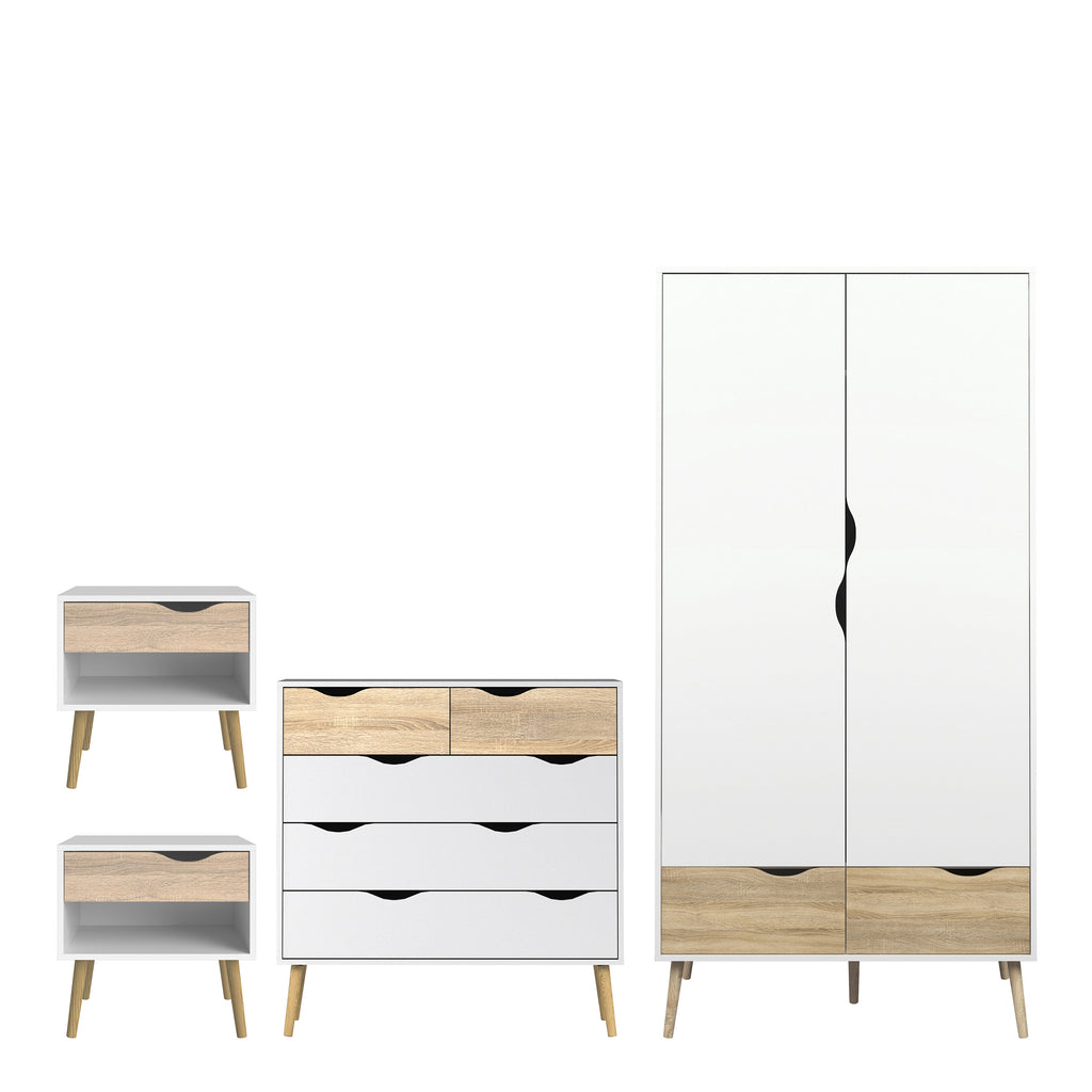 Oslo 4 Piece Bedroom Set White & Oak