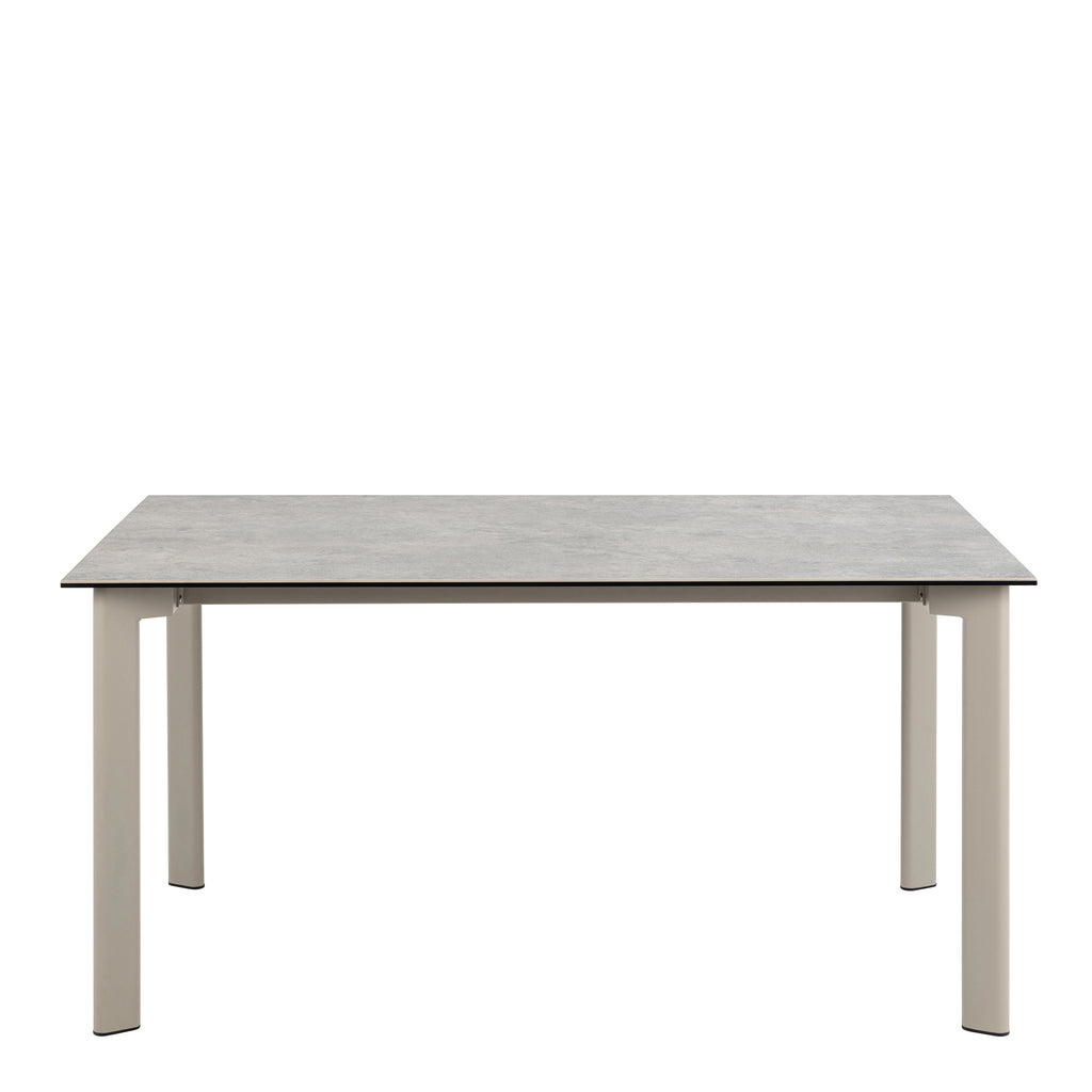 Palermo Ceramic Dining Table in Grey 160x75cm Included 4 Ella Swivel Beige Dining Chairs