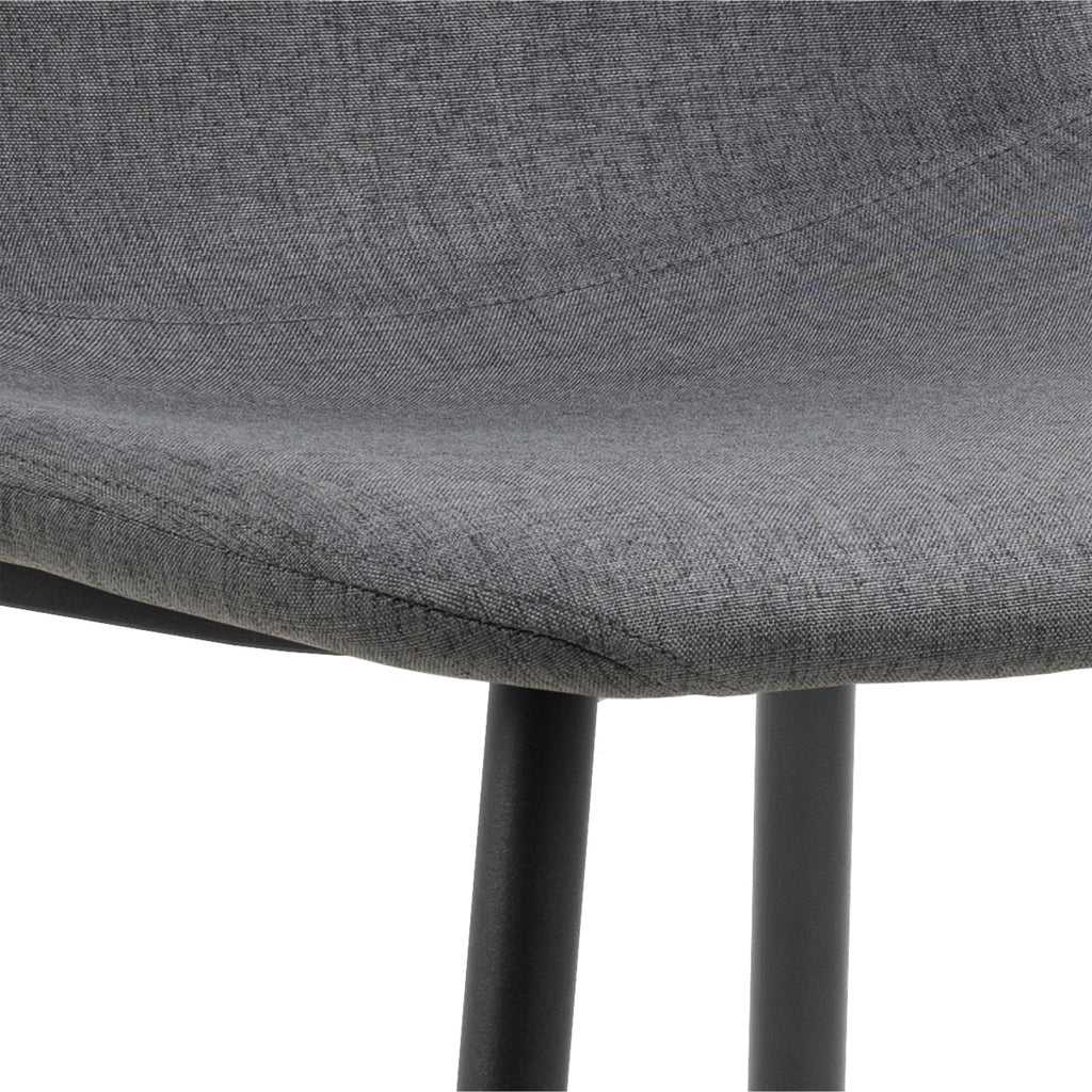Wilma Dining Table with Oak Top & Black Legs Included 4 Celia Dining Chair in Light Grey