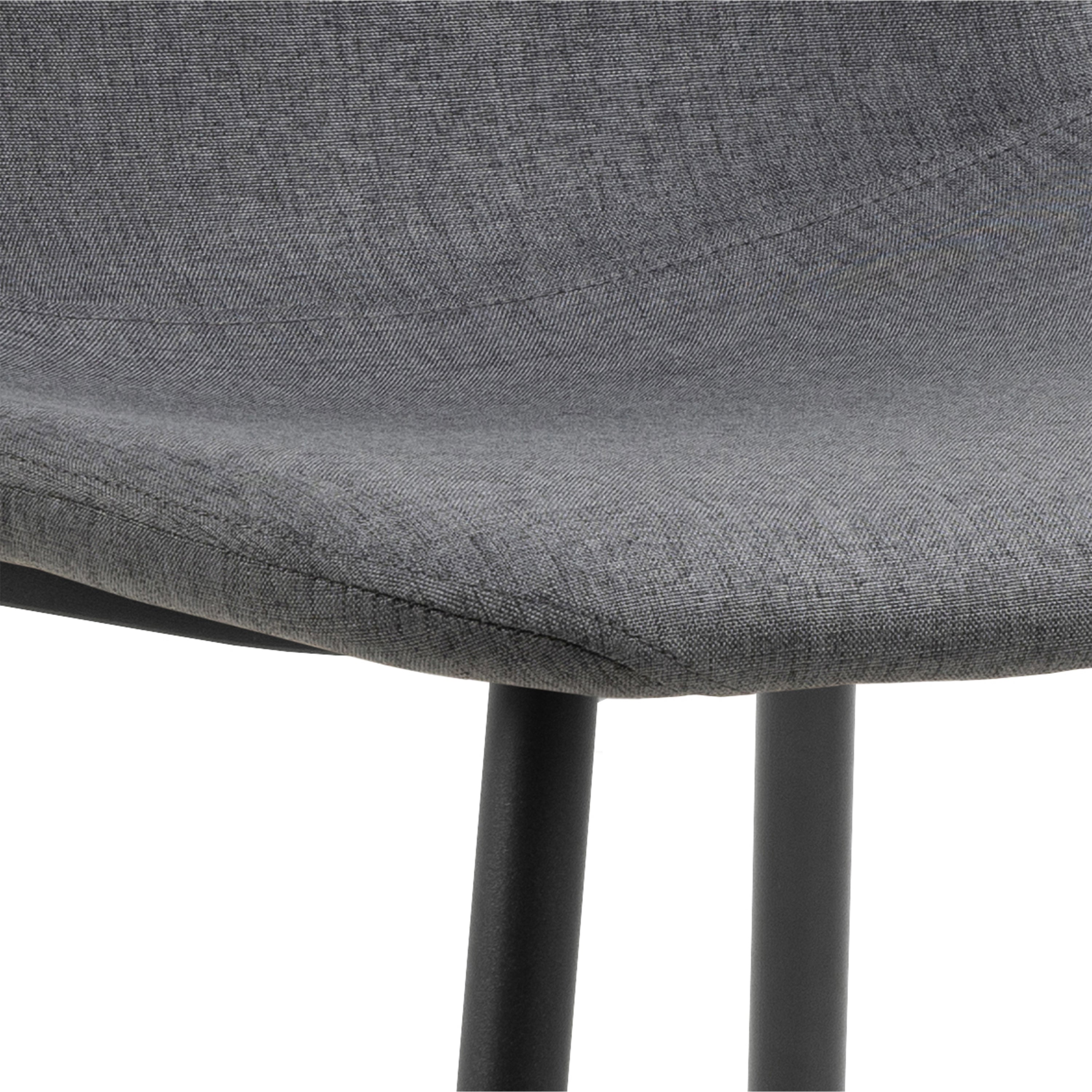 Wilma Dining Table with Oak Top & Black Legs Included 4 Celia Dining Chair in Light Grey