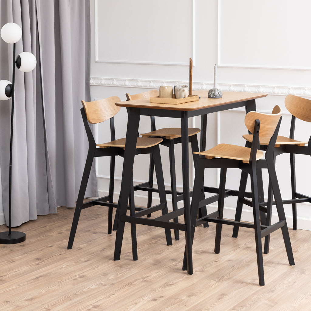 Roxby Bar Table in Oak & Black