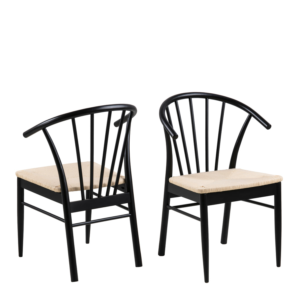 Montreux Round Extending Dining Table in Black 115-154 cm Included 6 Cassandra Dining Chair with Armrest in Black