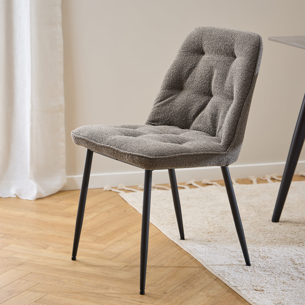 Wicklow Rectangular Dining Table in Grey/Black 140x75cm Included 4 Brooke Dining Chairs in Taupe