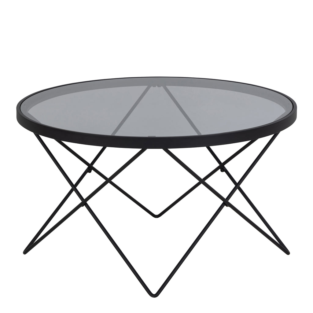 Cuxton Black Coffee Table with Smoked Glass Top