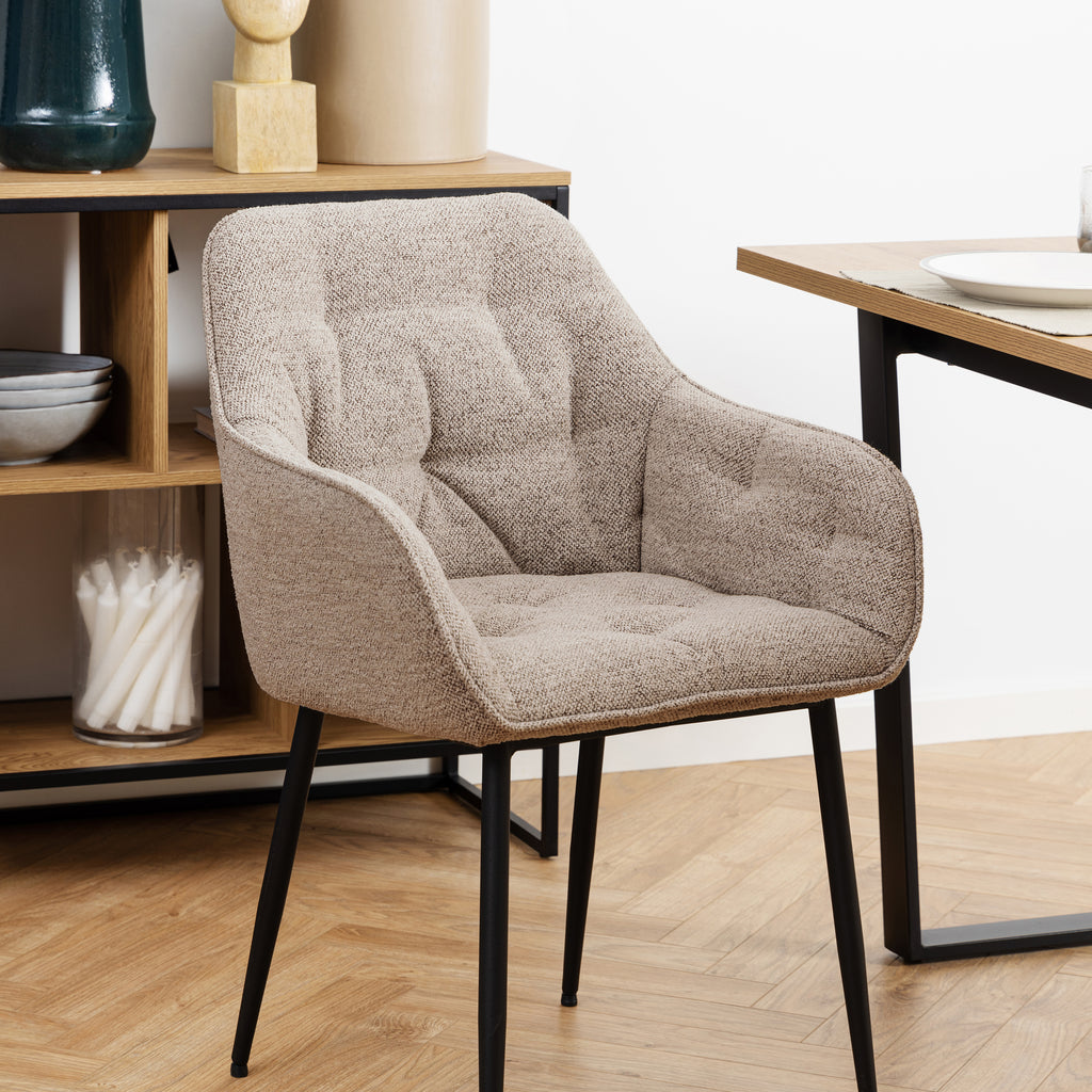 Brooke Dining Chair with Armrest in Monza Beige Set of 2