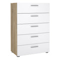 Pepe Chest of 5 Drawers in Oak with White High Gloss