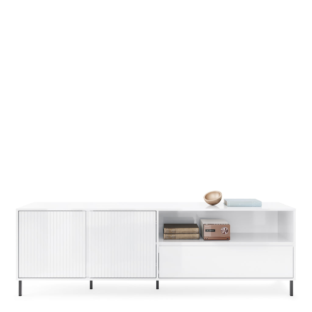 Avenale TV Cabinet 2 Door 1 Drawer in Alpine White High Gloss