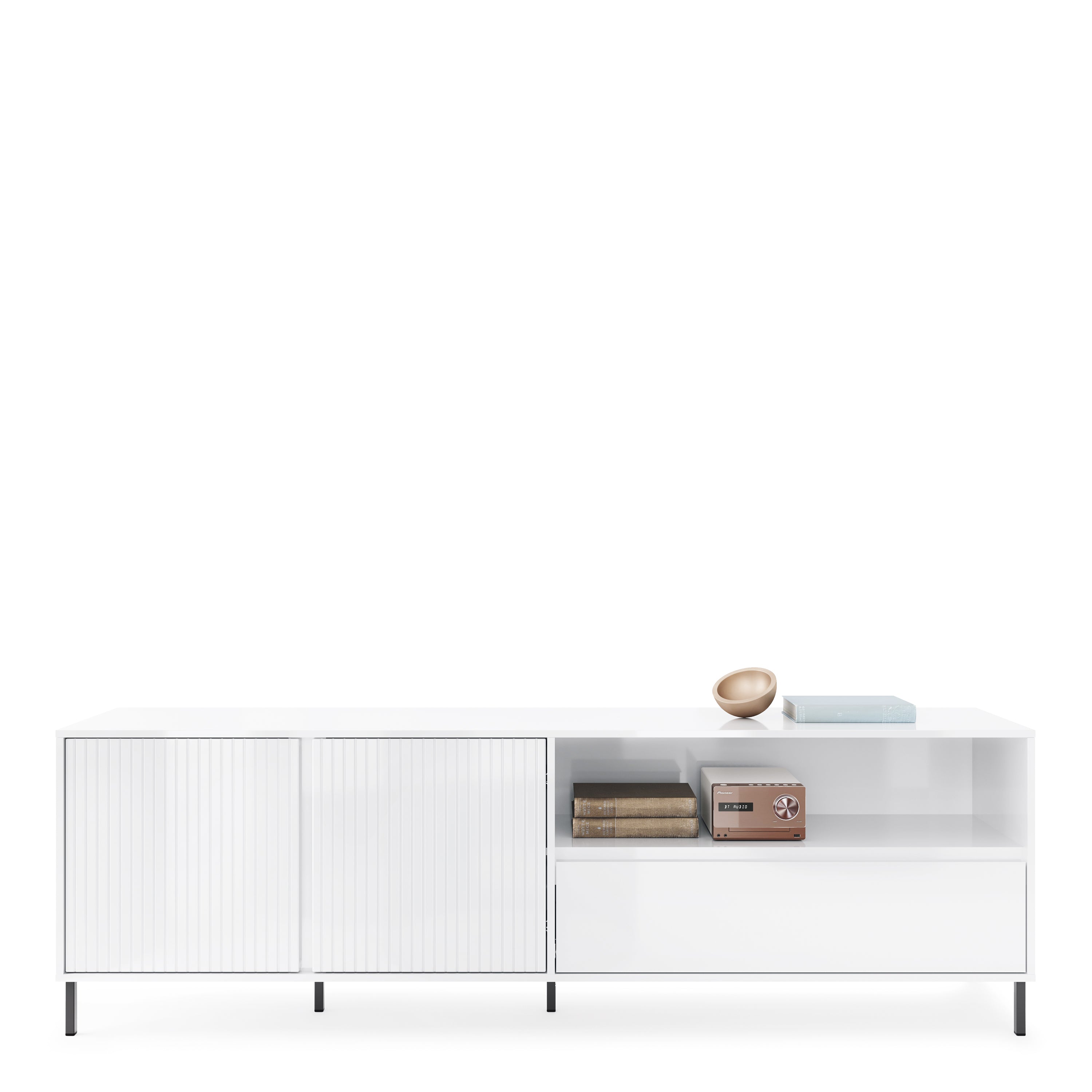 Avenale TV Cabinet 2 Door 1 Drawer in Alpine White High Gloss