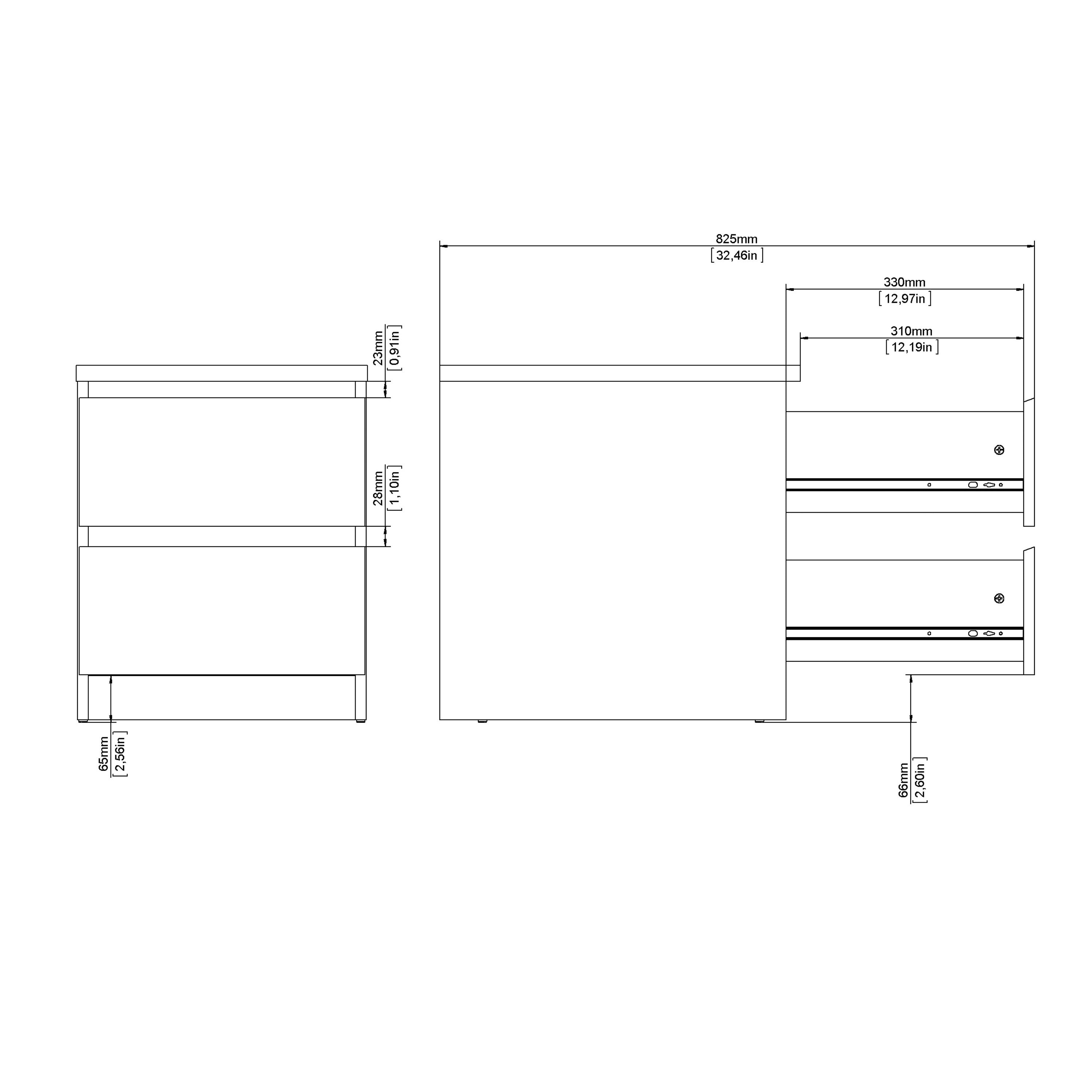 Naia Bedside 2 drawers in Cashmere Jackson Hickory