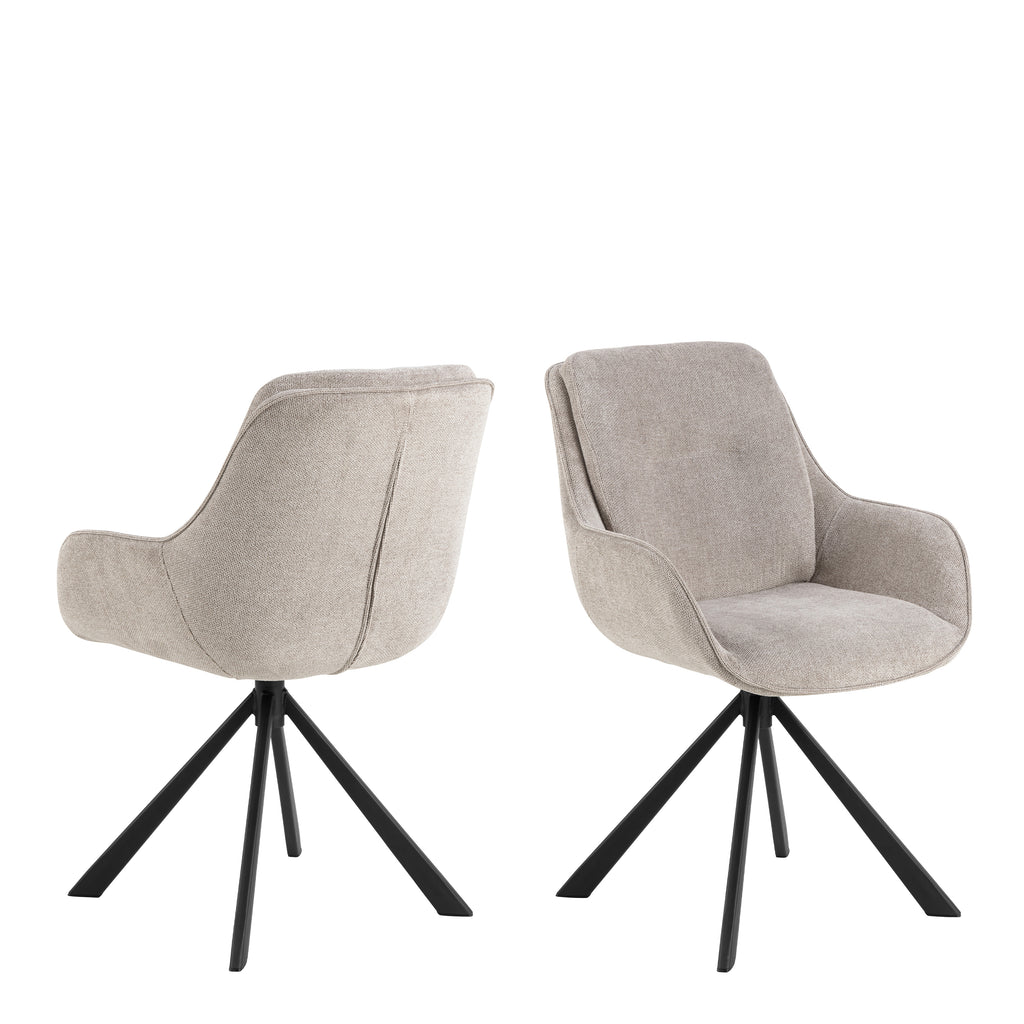 Angus Dining Table in Black 200x74cm Included 4 Carrie Swivel Dining Chairs in Sand