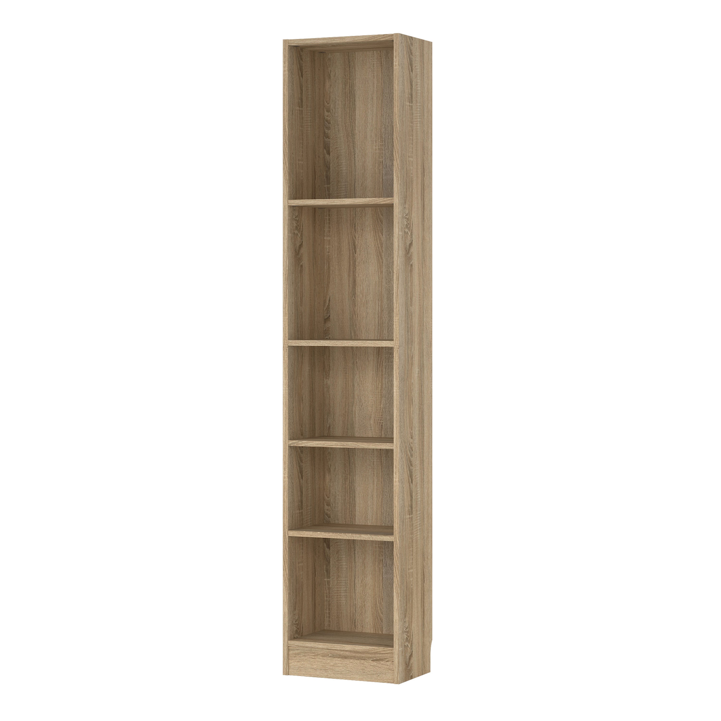 Basic Tall Narrow Bookcase (4 Shelves) in Oak