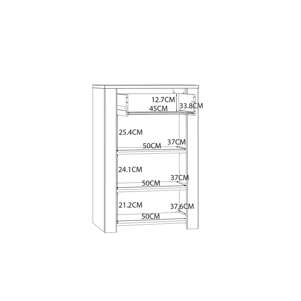 Bohol 1 Door 1 Drawer Shoe Cabinet in Riviera Oak/White