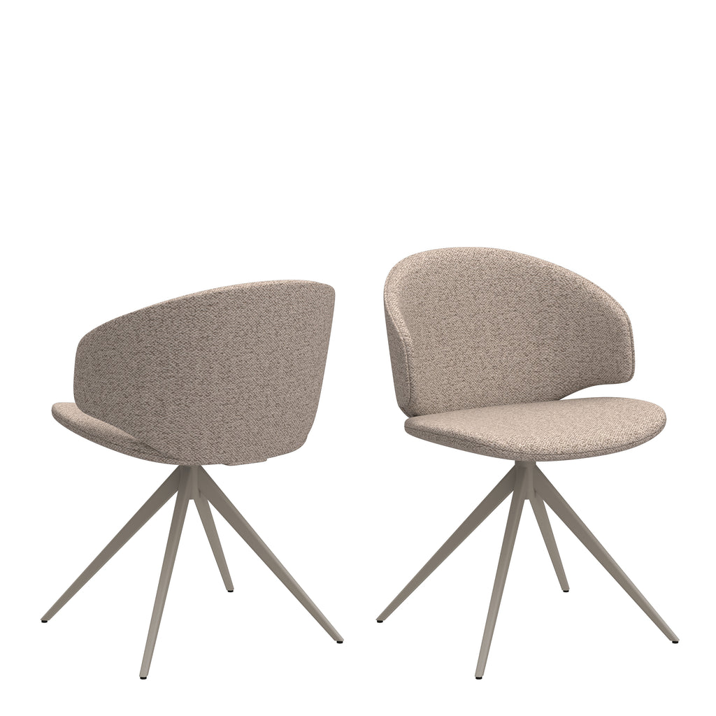 Soli Round Dining Table in Oak/Grey 120x75cm Included 4 Ella Swivel Beige Dining Chair