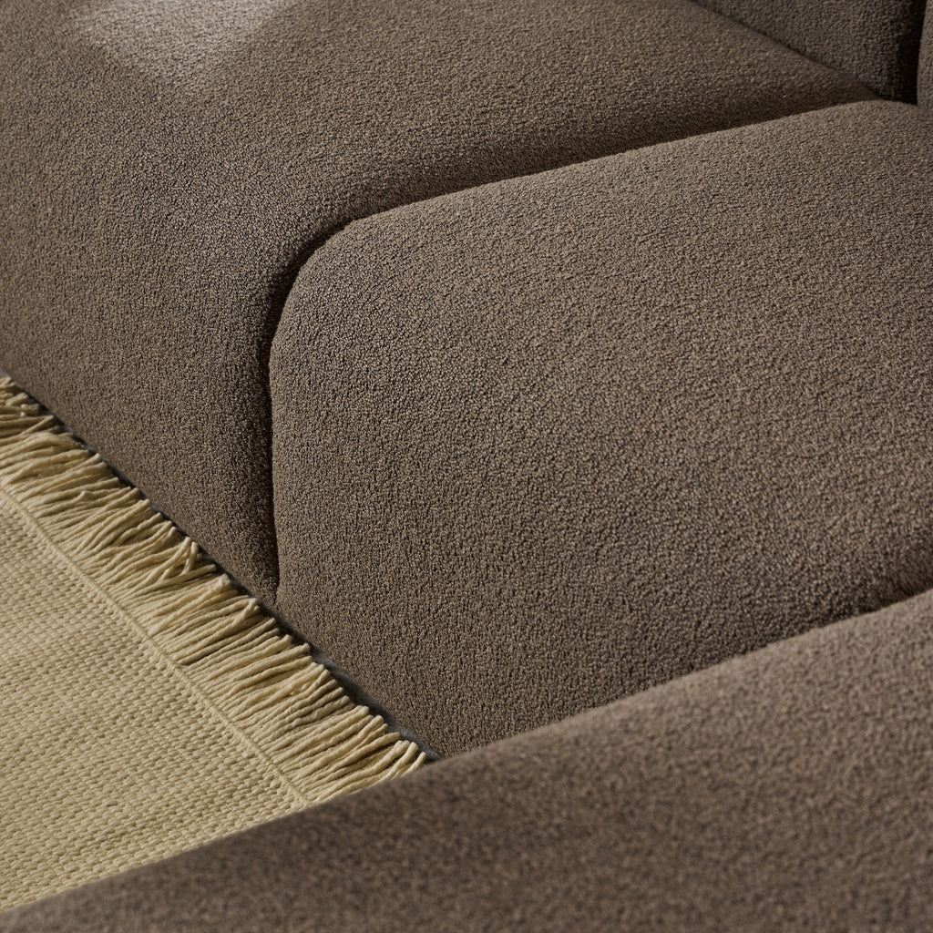 Midfield Right Hand Facing 2 Seater Chaise Longue in Boucle Taupe Fabric