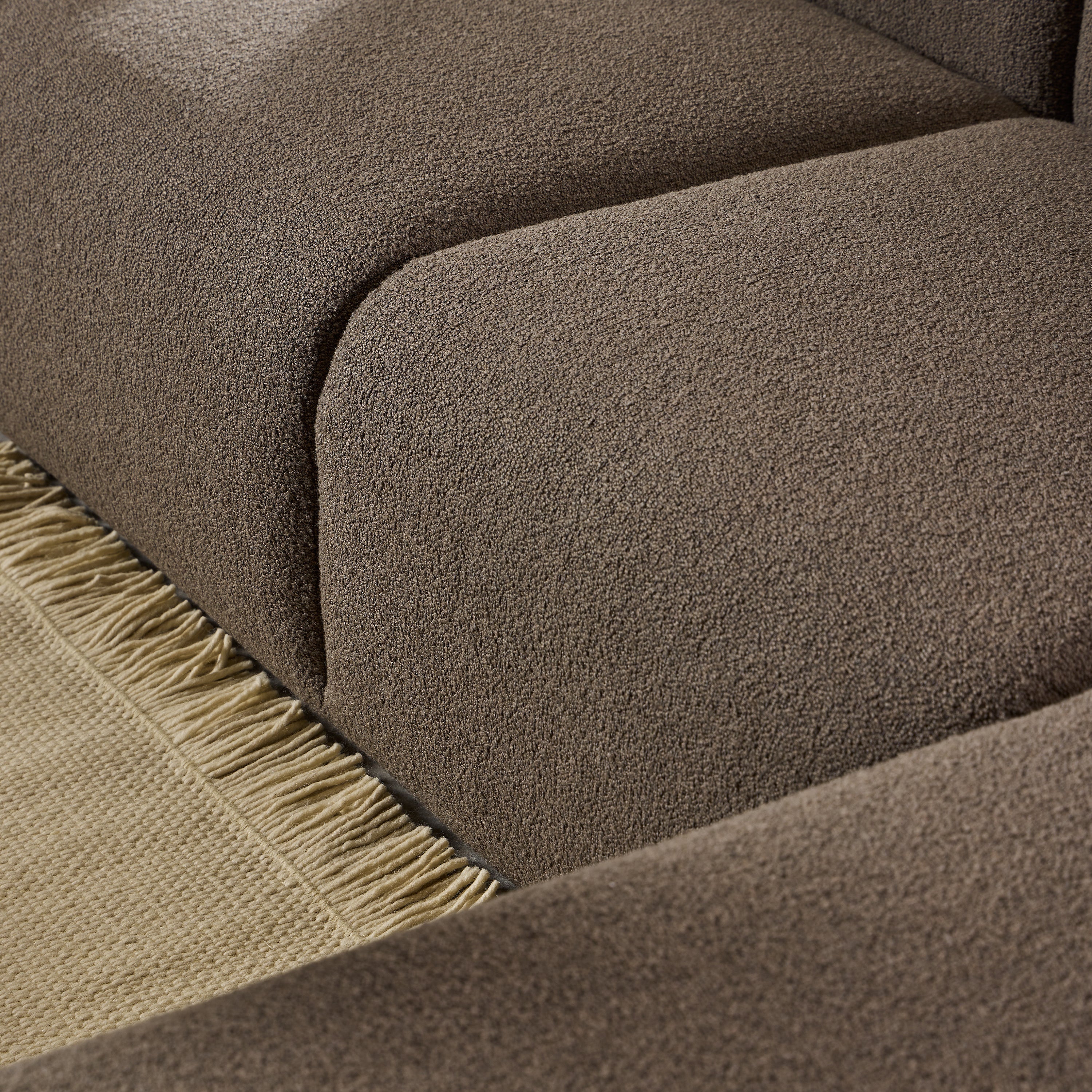 Midfield Right Hand Facing 2 Seater Chaise Longue in Boucle Taupe Fabric