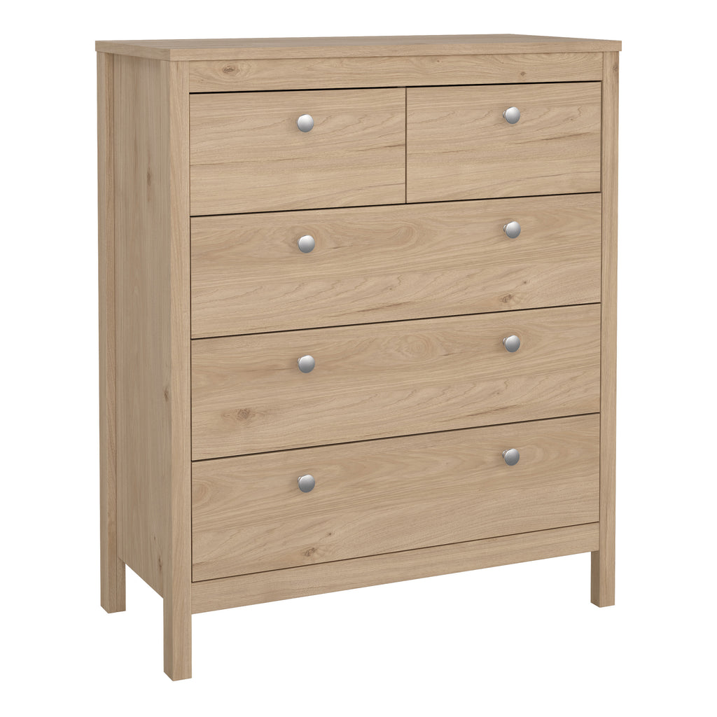 Madrid Package - Bedside Table 2 Drawers + Chest 5 Drawers + 3 Door Wardrobe in Jackson Hickory Oak