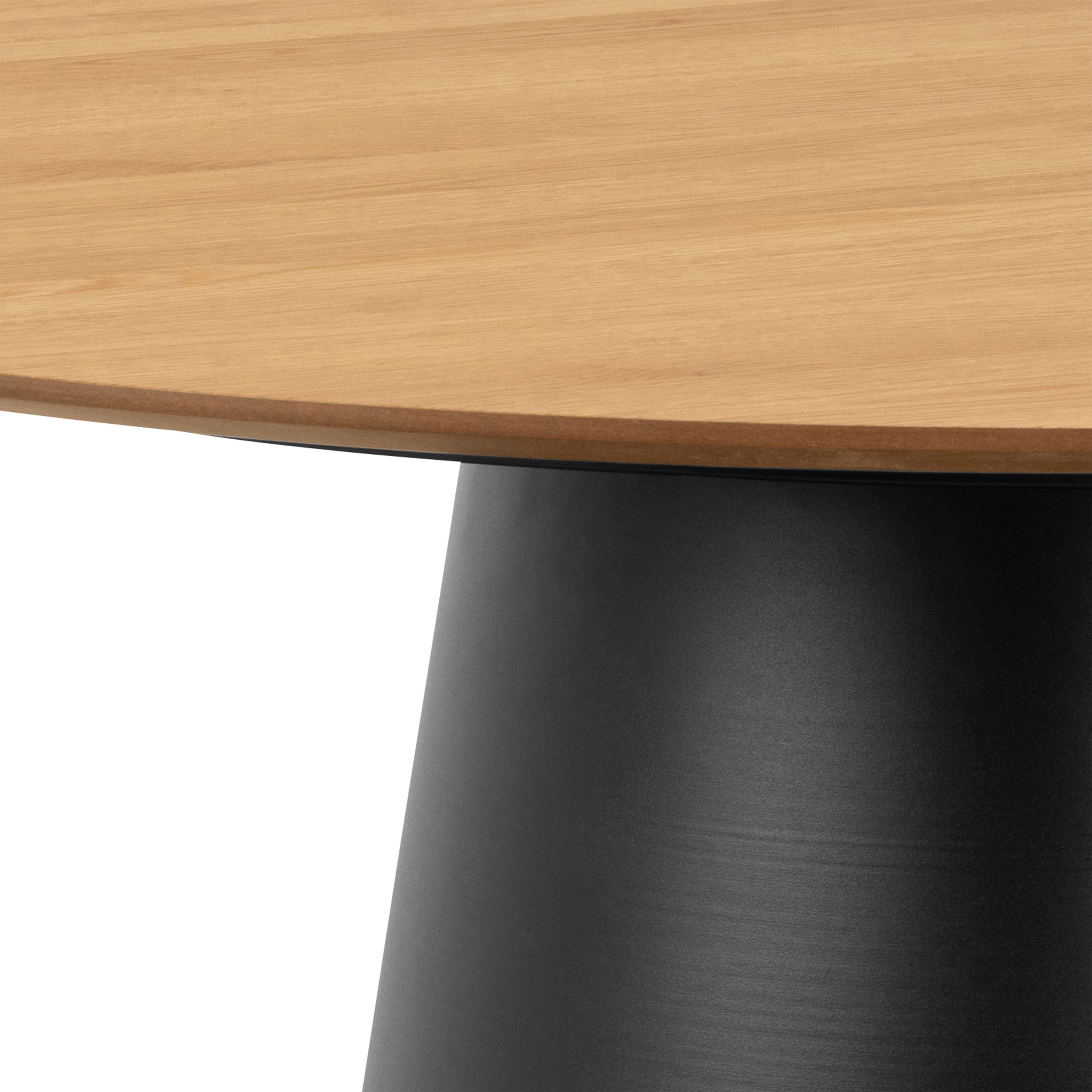 Soli Round Dining Table in Oak/Black 120x75cm Included 4 Darlene Dining Chair with Armrest and Swivel Function in Beige