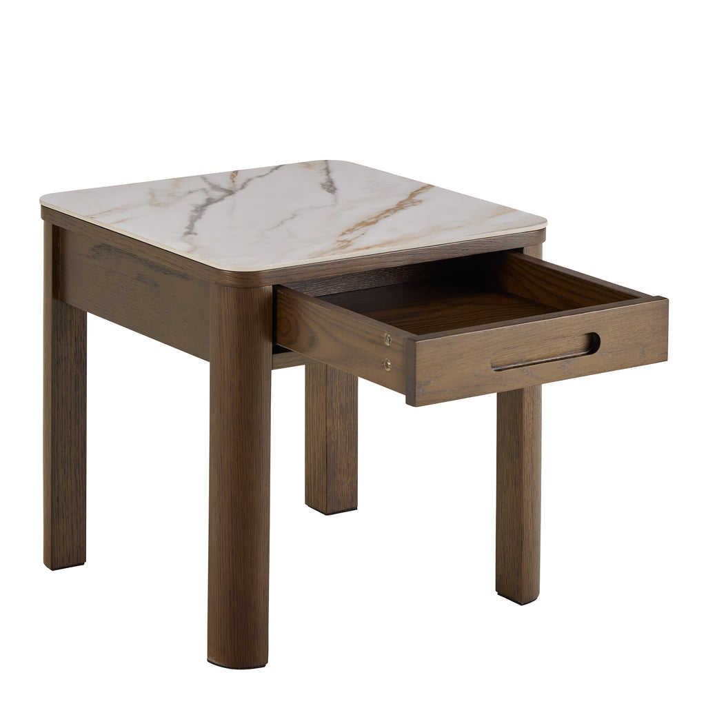 Southampton Square Side Table 1 Drawer in Cream Ceramic