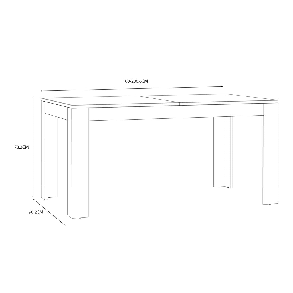 Bohol Extending Dining Table 160-207cm in Riviera Oak/White