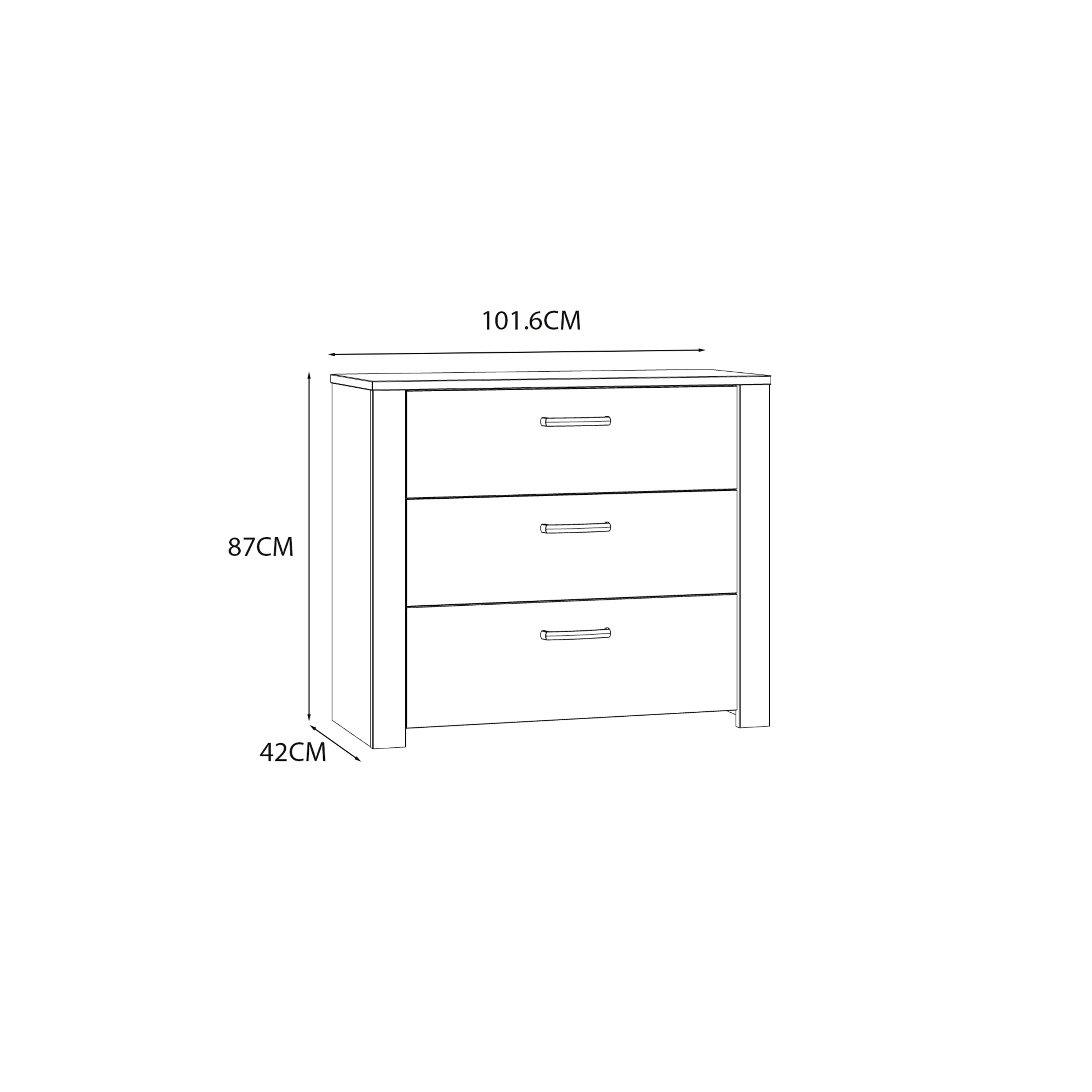 Bohol 3 Drawer Chest in Riviera Oak/White