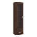 Imperial Tall Glazed 1 Door 2 Drawer Narrow Cabinet in Dark Mahogany Melamine